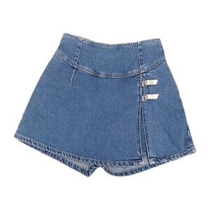 VTG Chazz Denim Skort‎ Shorts Size 3 Made in Hong Kong Buckle 90s Y2K